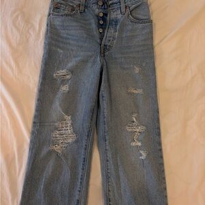 Levi's Light Blue Distressed Straight-Leg Women's Jeans